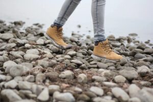 Walking on the edge of a lake